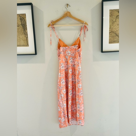Floral Orange Spaghetti Strap Dress - Picture 3 of 3